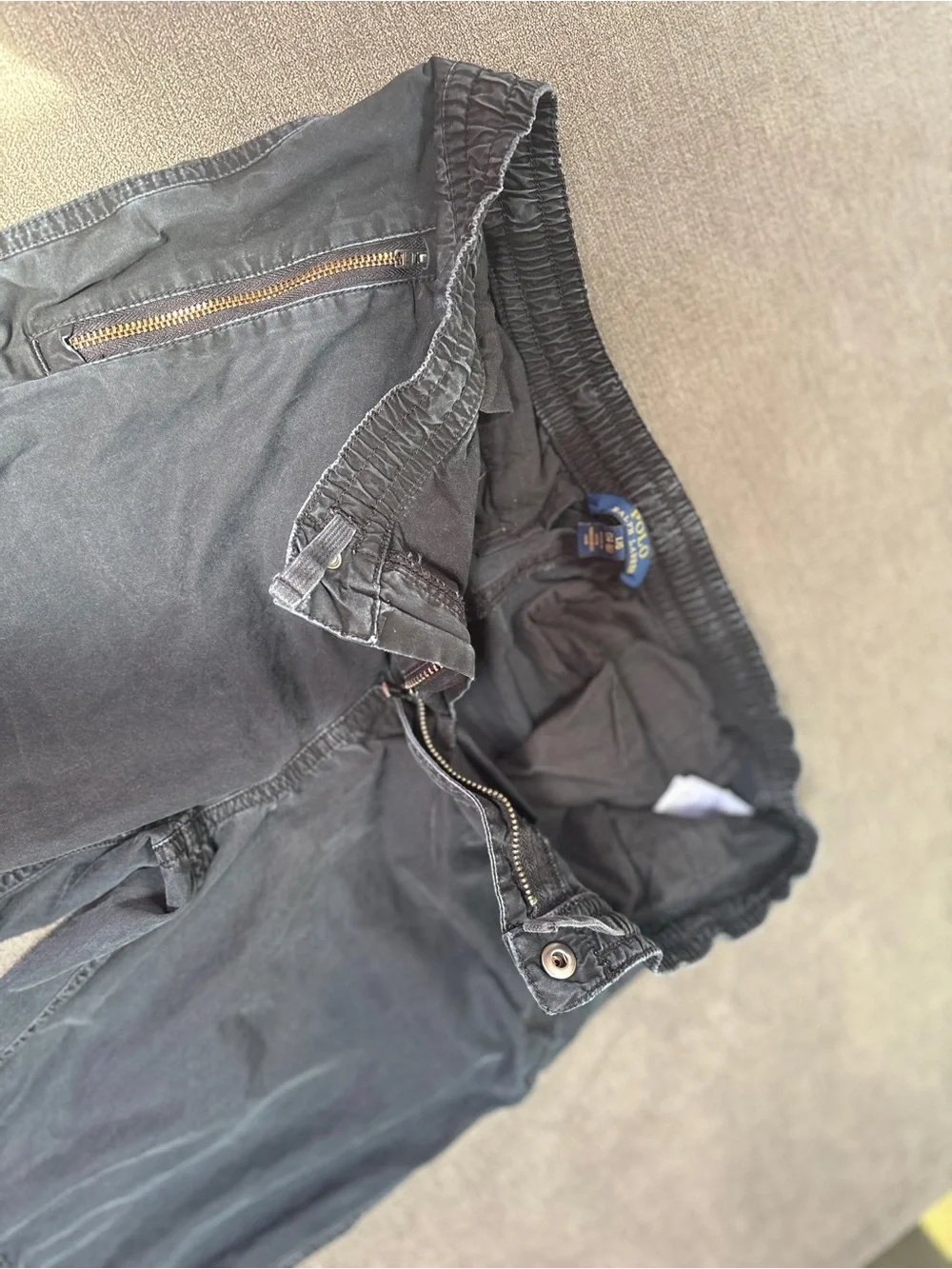 Polo Ralph Lauren Boys Black Cotton Jogger Pants Zip Pocket Size L 14-16